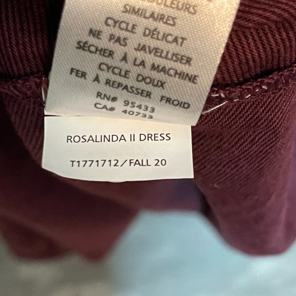 Toad&Co Women Rosalinda II Dress Medium Burgundy Red Floral 3/4 Sleeve Knit - Picture 9 of 9